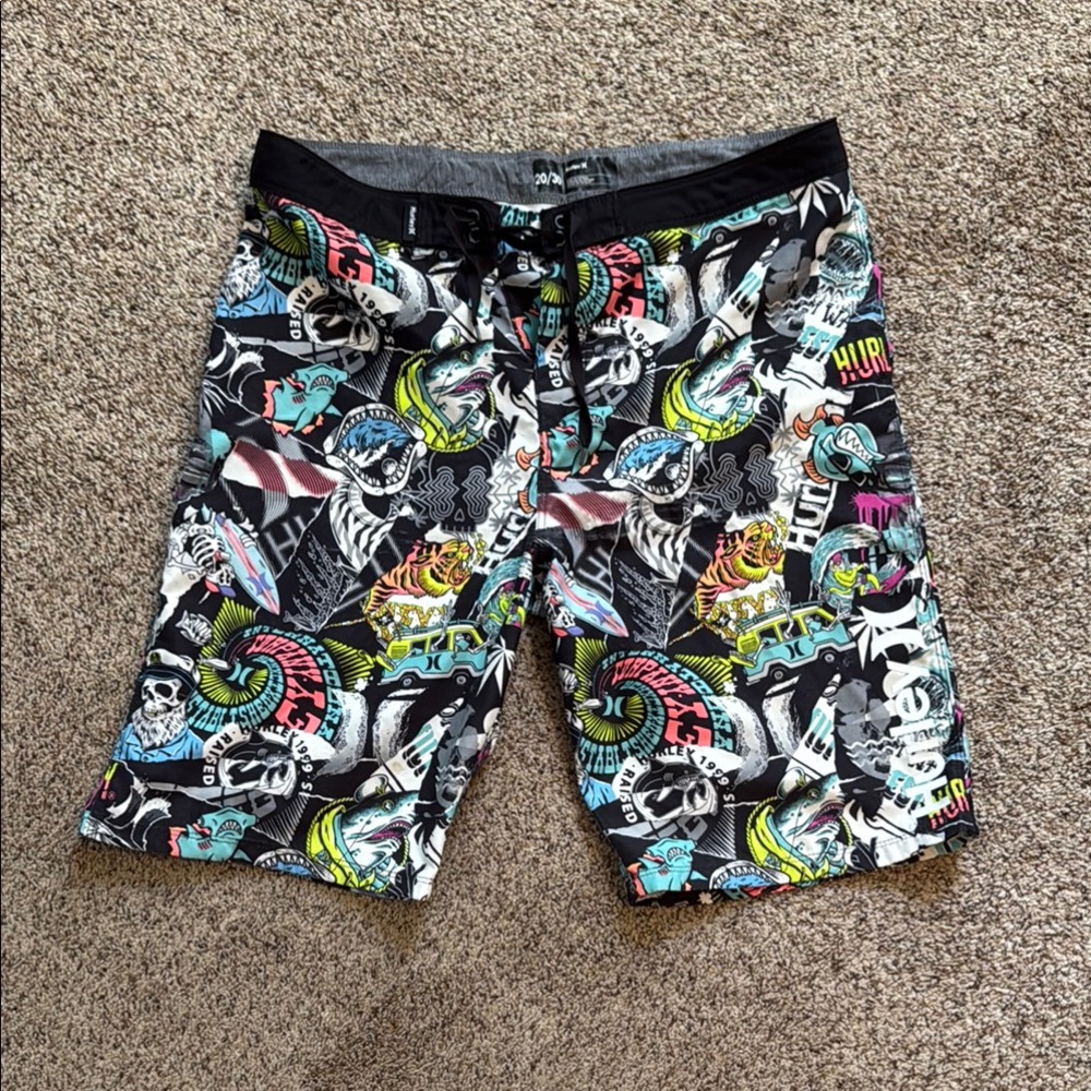 Hurley Men's Graphic Swim Shorts - Black